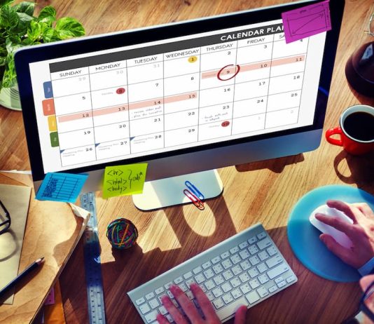 Ein Mensch plant am PC seinen Jahresurlaub